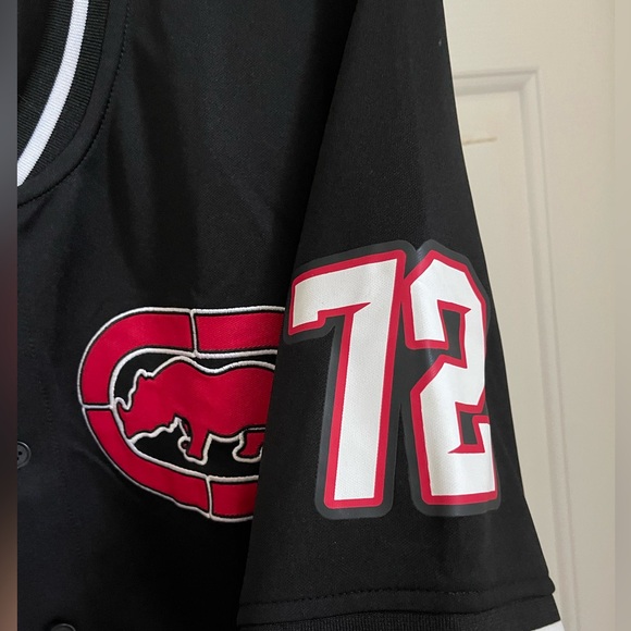 Ecko Unltd Men's Large Black/Red Baseball Jersey At Bats Button Front Top - Picture 5 of 6